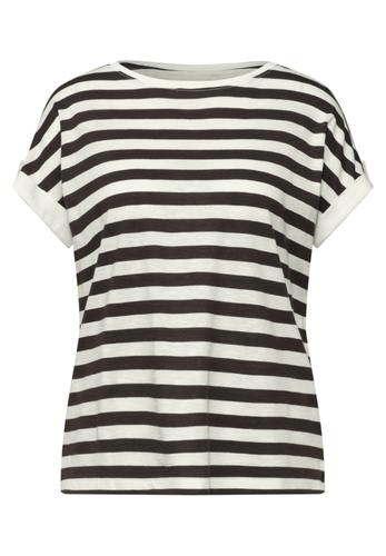 T-Shirt mit Rundhals und Knopfdetail 40 - Espresso Brown