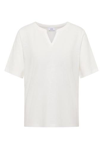 T-Shirt mit Split Neck in Unifarbe