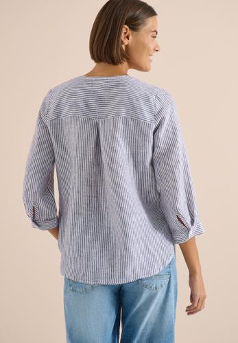 3/4-Arm Bluse mit Split Neck aus Leinen L - Rich Burgundy