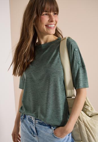 T-Shirt in Leinen-Optik mit Knöpfen L - Just Khaki