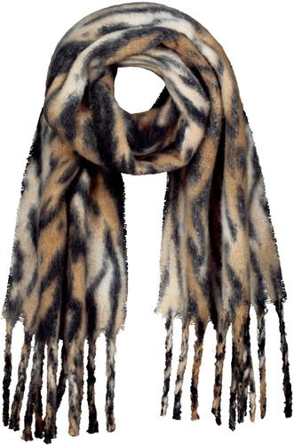 Flauschiger Schal mit Tigermuster OS - Whisky Gemustert