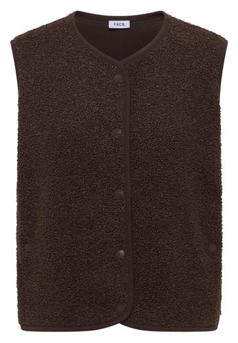 Weste aus Teddy-Material mit Rundhals S - Macchiato Brown
