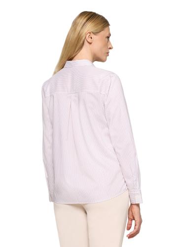 Hemdbluse 40 Gerade - White/Taupe