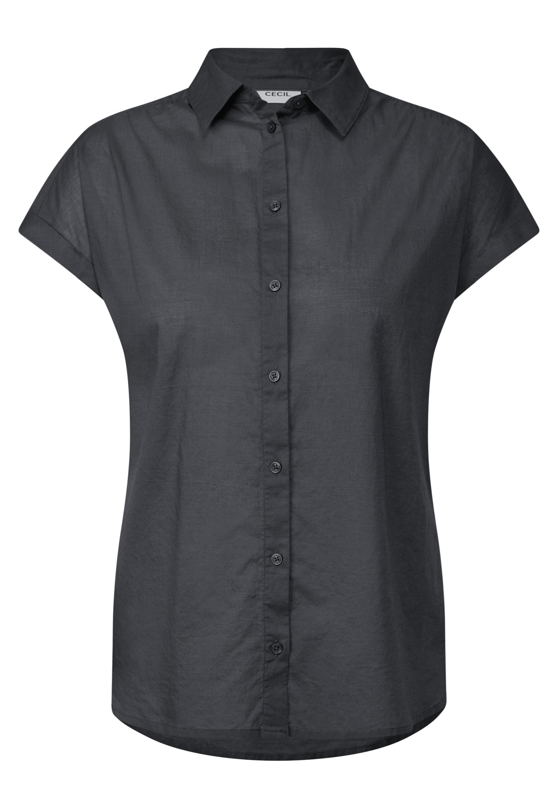 Hemdbluse in Unifarbe S - Volcanic Grey