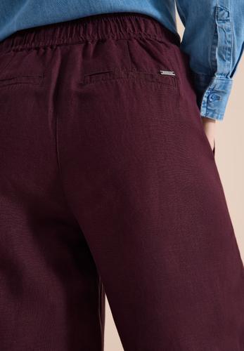 High Waist Wide Leg Hose aus Leinenmix XS/7/8 Hosen - Rich Burgundy