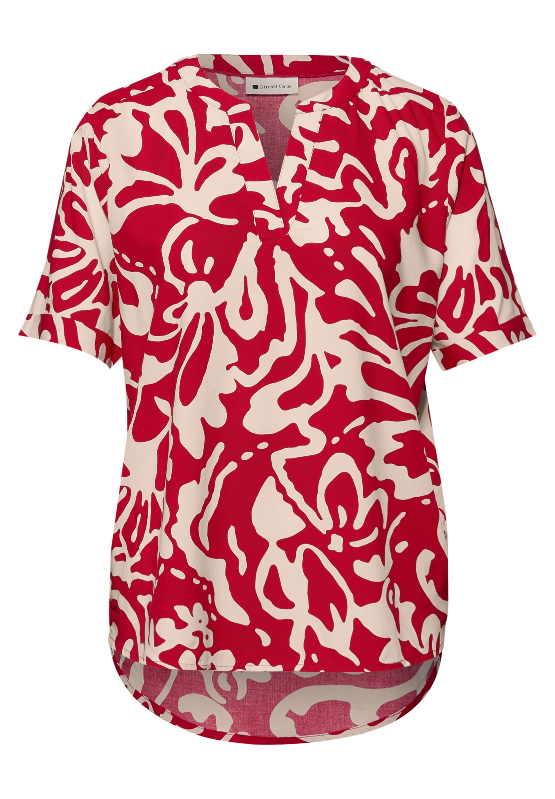 Kurzarm Bluse mit floralem Muster 38 - Salsa Red