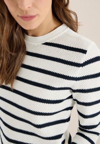 Gestreifter Strukturpullover L - Universal Blue