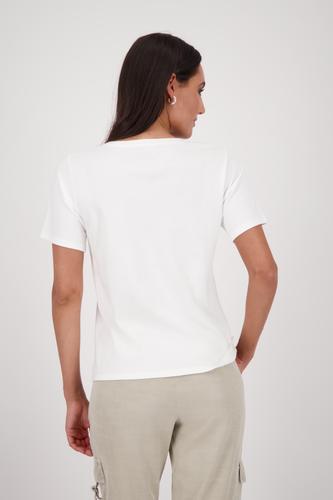 T-Shirt mit Fotoprint und Strasssteinen 46 - Cream