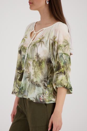 Bluse mit tropischen Print