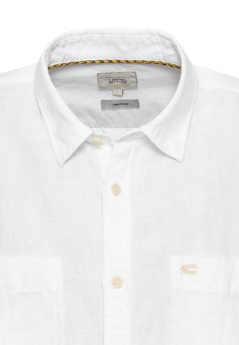 Langarm Hemd aus leichtem Leinenmix L Regular Fit - White