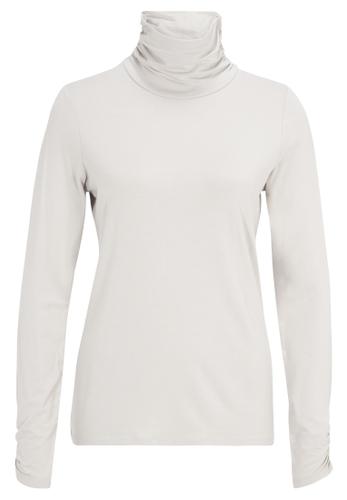 Rollkragenshirt 42 Figurbetont - Grau Beige