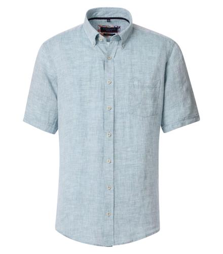 Leinenhemd 3XL Casual Fit Short - Aqua Bis Petrol