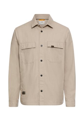 Overshirt mit Taschen M Relaxed Fit - Light Beige
