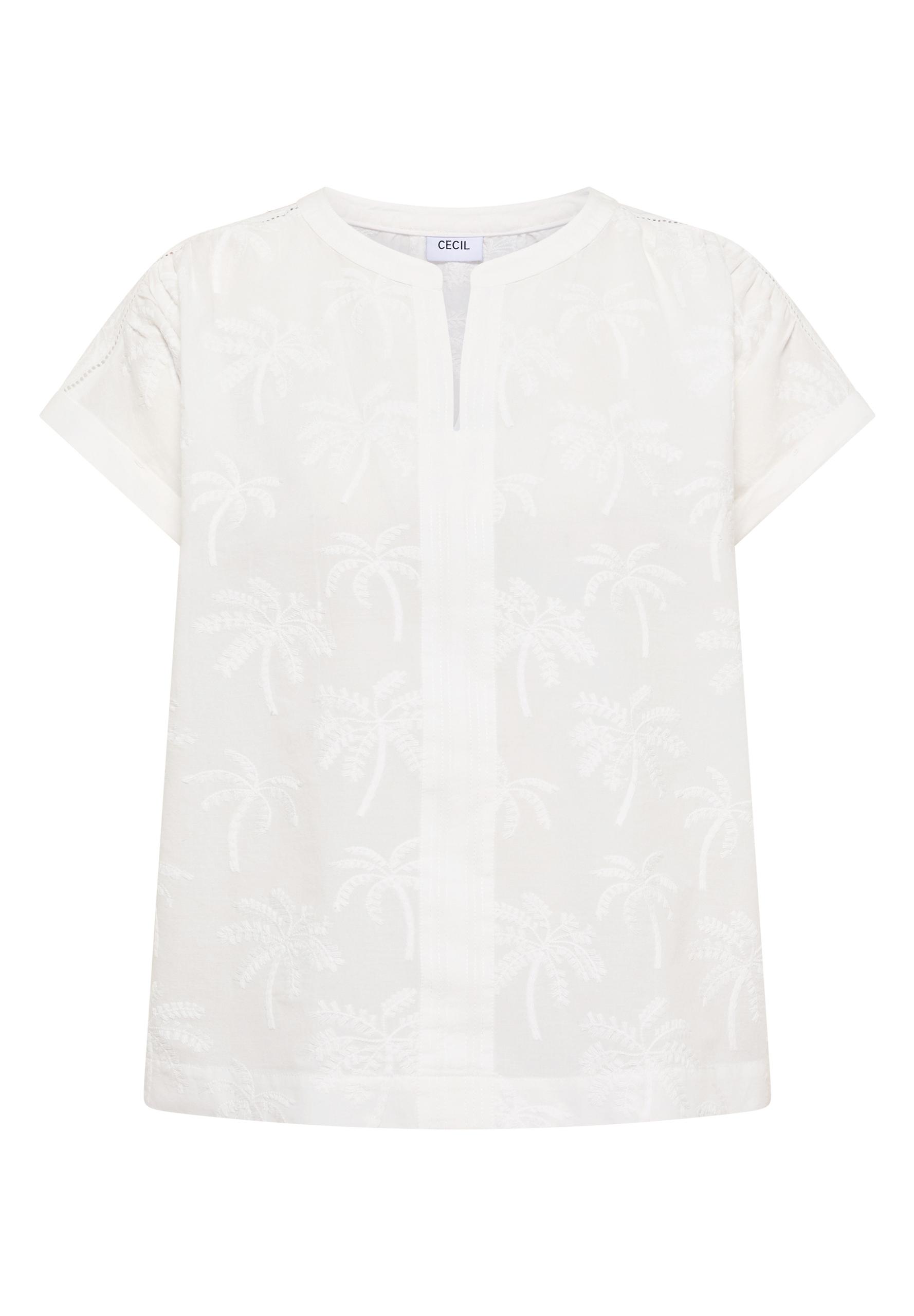 Dropped Shoulder Bluse mit Embroidery L - Vanilla White