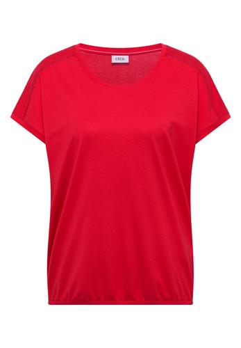 T-Shirt mit V-Neck und Spitzendetail