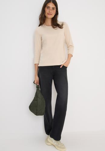 Shirt mit Rippstruktur L - Oat Milk Beige