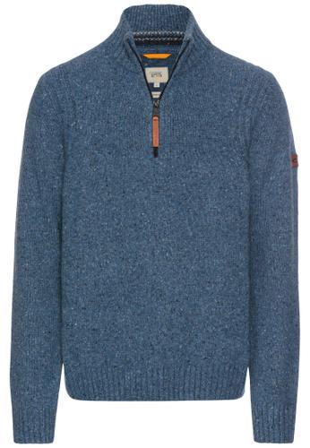 Troyer Pullover aus einem Wollmix XXL Regular Fit - Denim Blue