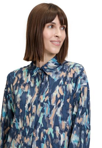 Hemdbluse 38 Figurumspielend - Blau/camel