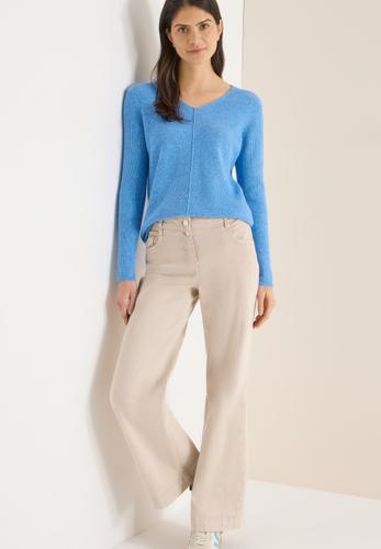 V-Neck Pullover L - Fountain Blue Melange