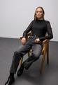 Mesh Turtleneck Shirt 40 - Black