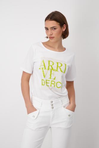 T Shirt mit Pailletten Schrift 44 - Weiß