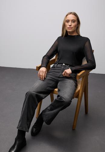 Mesh Turtleneck Shirt 40 - Black