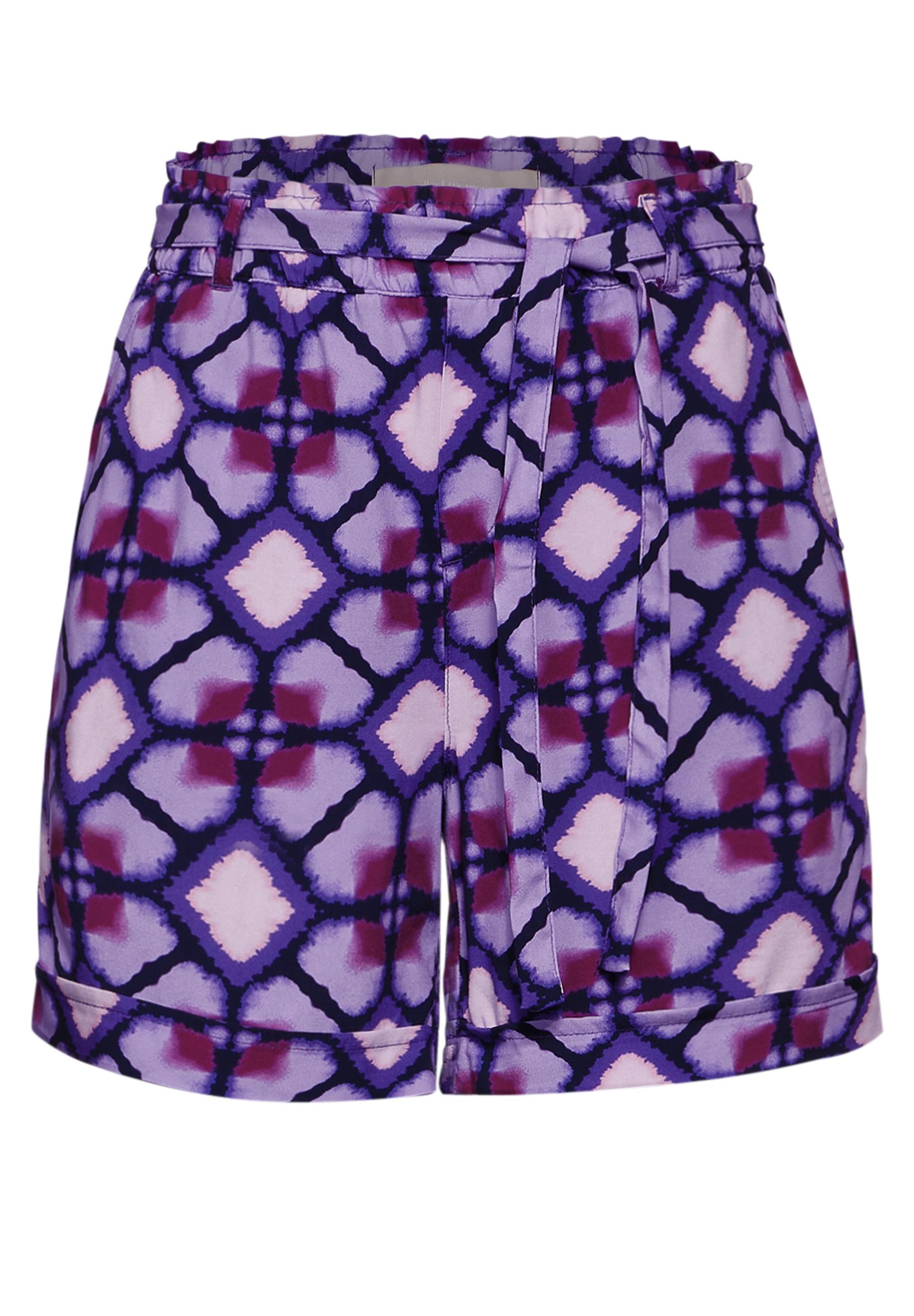Paperbag Shorts mit Print 34 - Bellflower Lilac