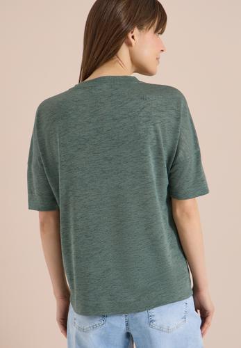 T-Shirt in Leinen-Optik mit Knöpfen L - Just Khaki