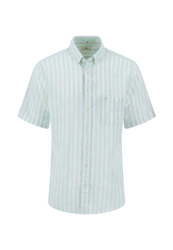 Summer Linen Stripes, B.D., 1/2 L Casual Fit - Minty Green