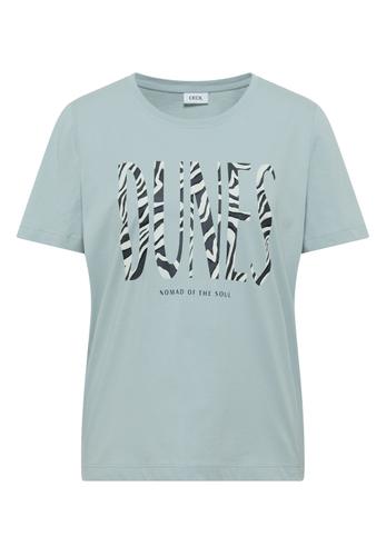 T-Shirt mit Rundhals und Frontprint L - Crystal Mint