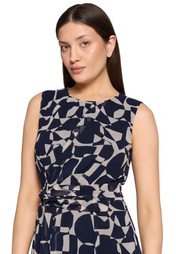 Chiffonkleid 46 Tailliert - Dark Blue/Nature