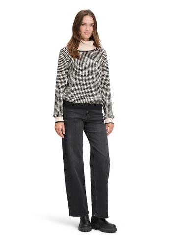 Strickpullover 44 Figurumspielend - Weiß/schwarz