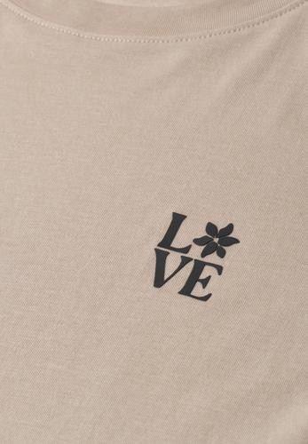 T-Shirt mit Rundhals und Printdetail 42 - Clay Sand