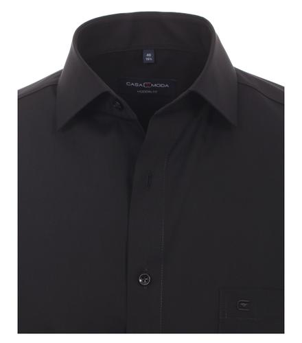 Popeline Hemd Halbarm uni 008530 40 Modern Fit - Schwarz