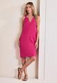 Knielanges Kleid mit Split Neck aus Leinen 34 - Magenta Dream