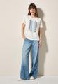 Ausbrenner-Shirt mit Wording S - Vanilla White