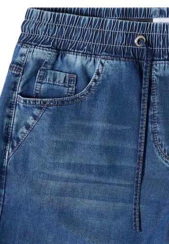 High Waist Wide Leg Jeans im Loose Fit XXL/30 - Mid Blue Used Wash