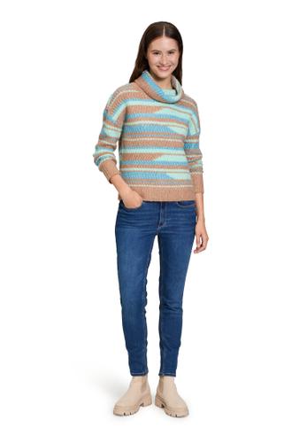 Strickpullover 42 Lässig - Camel/mint