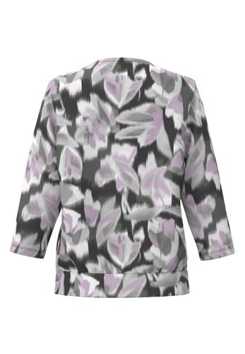 Blusenshirt NOS mit Faltendetail im Vorderteil 42 - Soft Purple/anthrazit/ecru