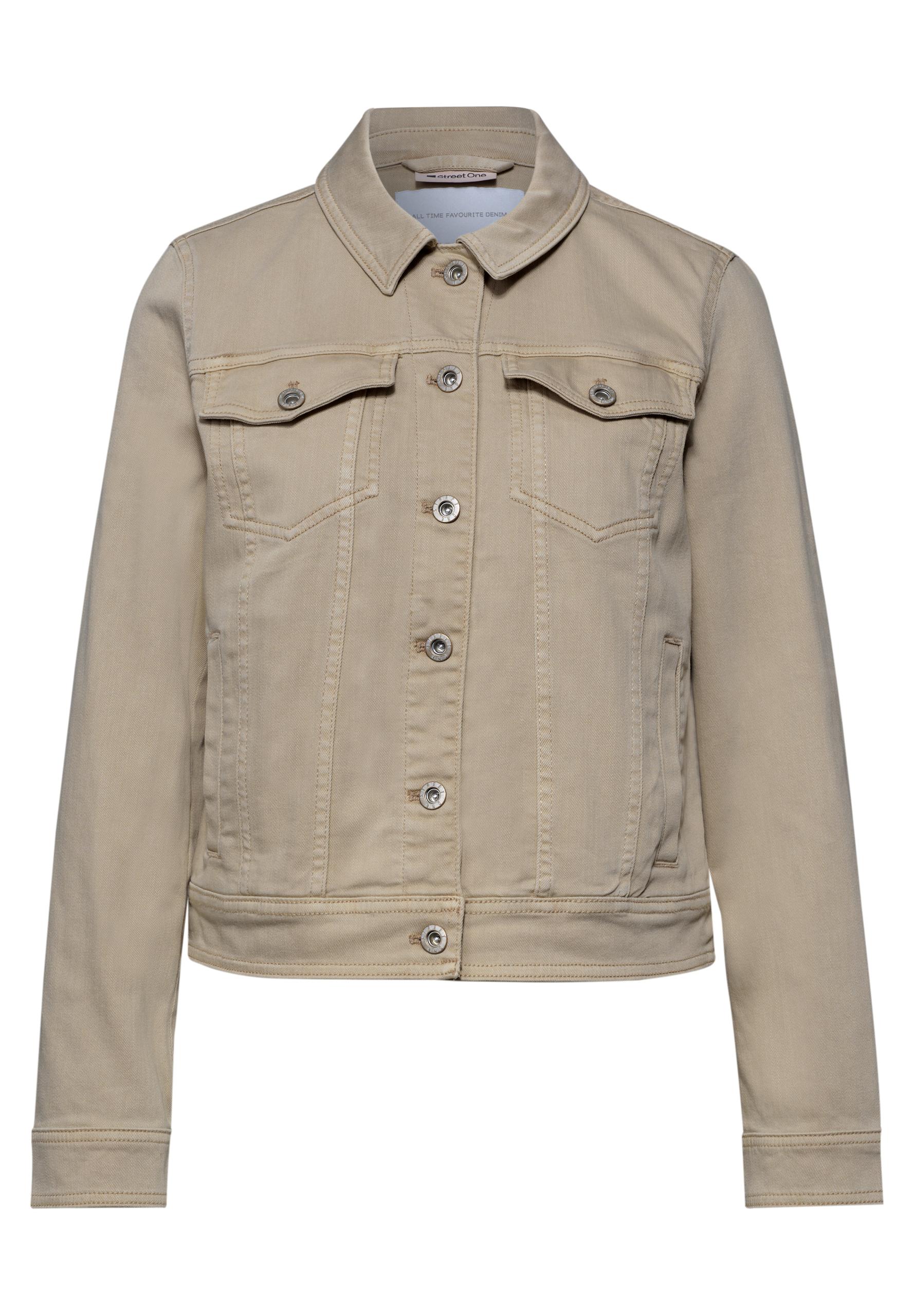 Jacke im Colored-Denim-Look mit Taschen 40 - Beige Washed