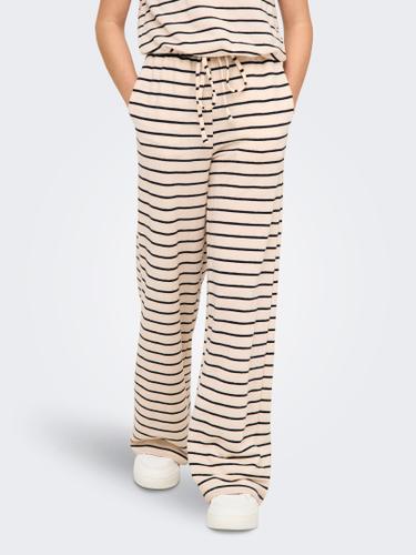KOGJANA STRIPED WIDE PANT JRS 134/140 Weiter Beinschnitt - Tofu