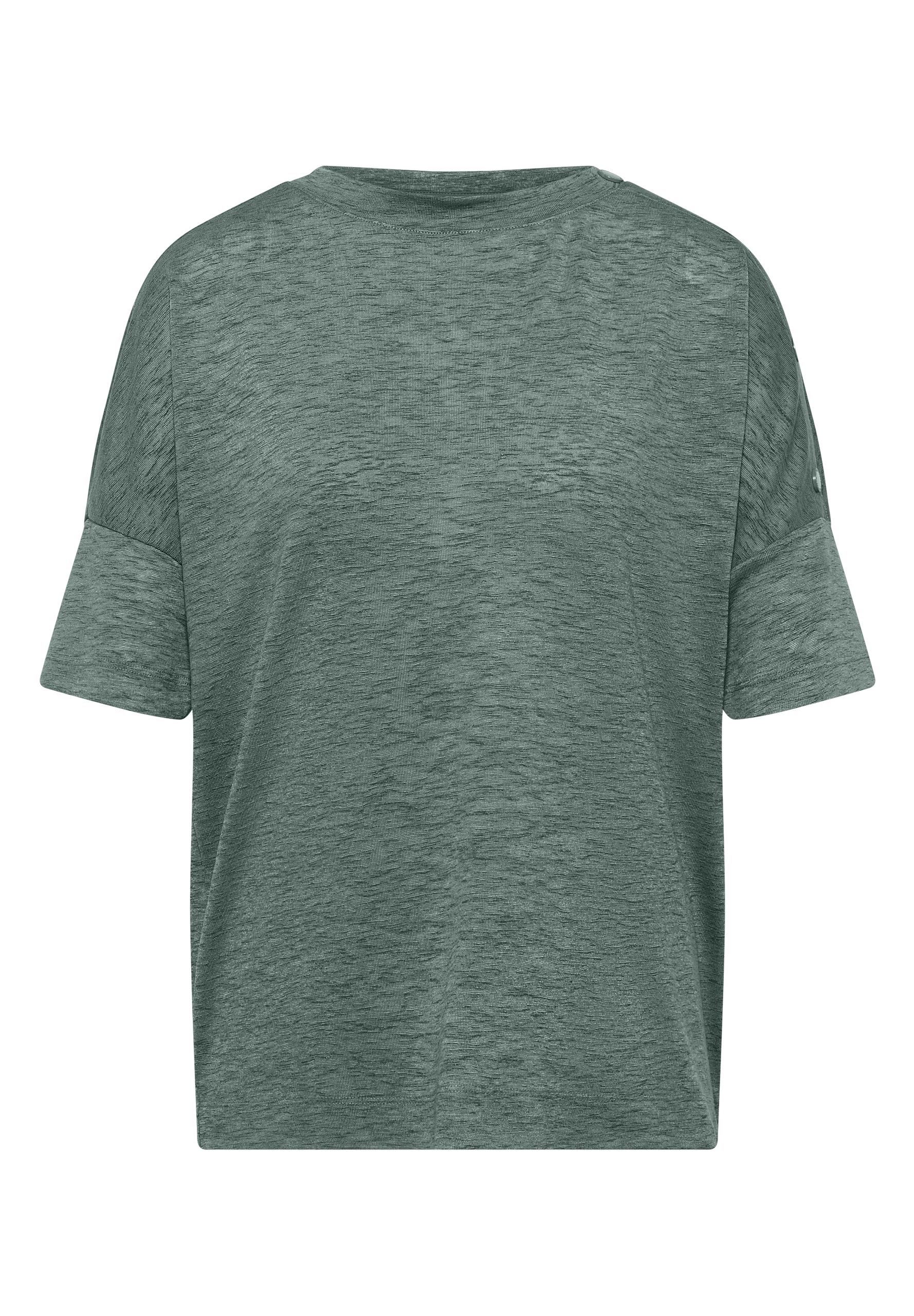 T-Shirt in Leinen-Optik mit Knöpfen L - Just Khaki