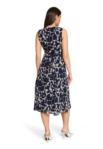 Chiffonkleid 46 Tailliert - Dark Blue/Nature