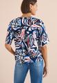 Kurzarm Bluse mit Multicolor Print S - Universal Blue