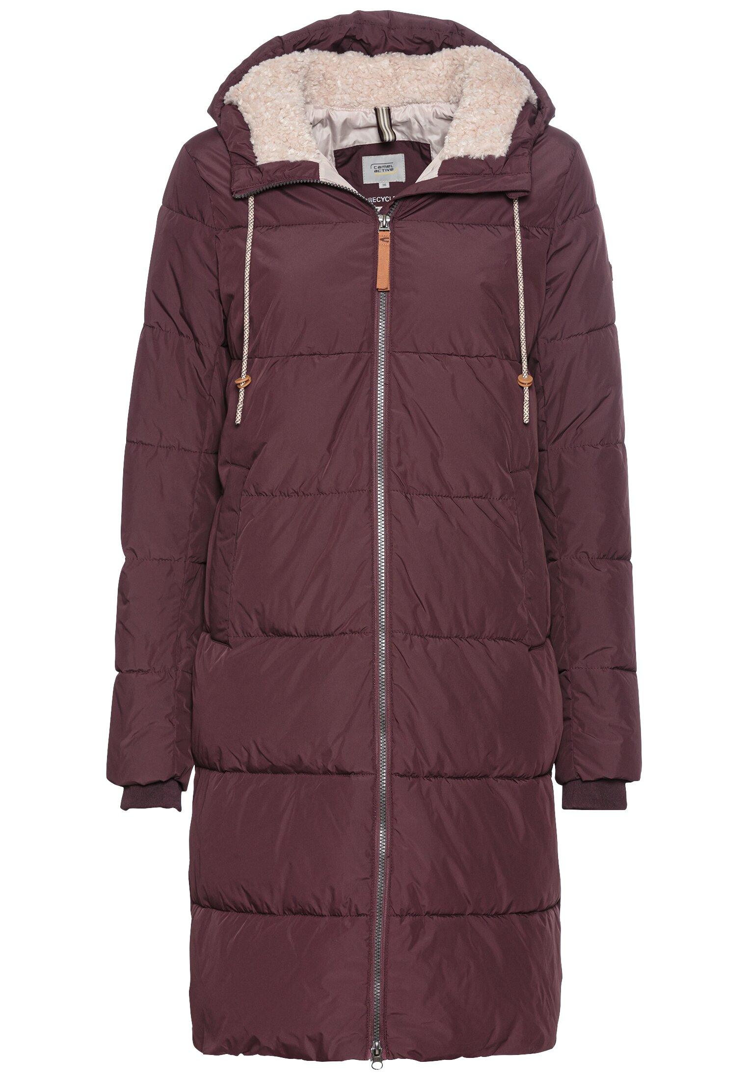 Langer Puffermantel mit gefütterter Kapuze 46 Relaxed Fit - Plum