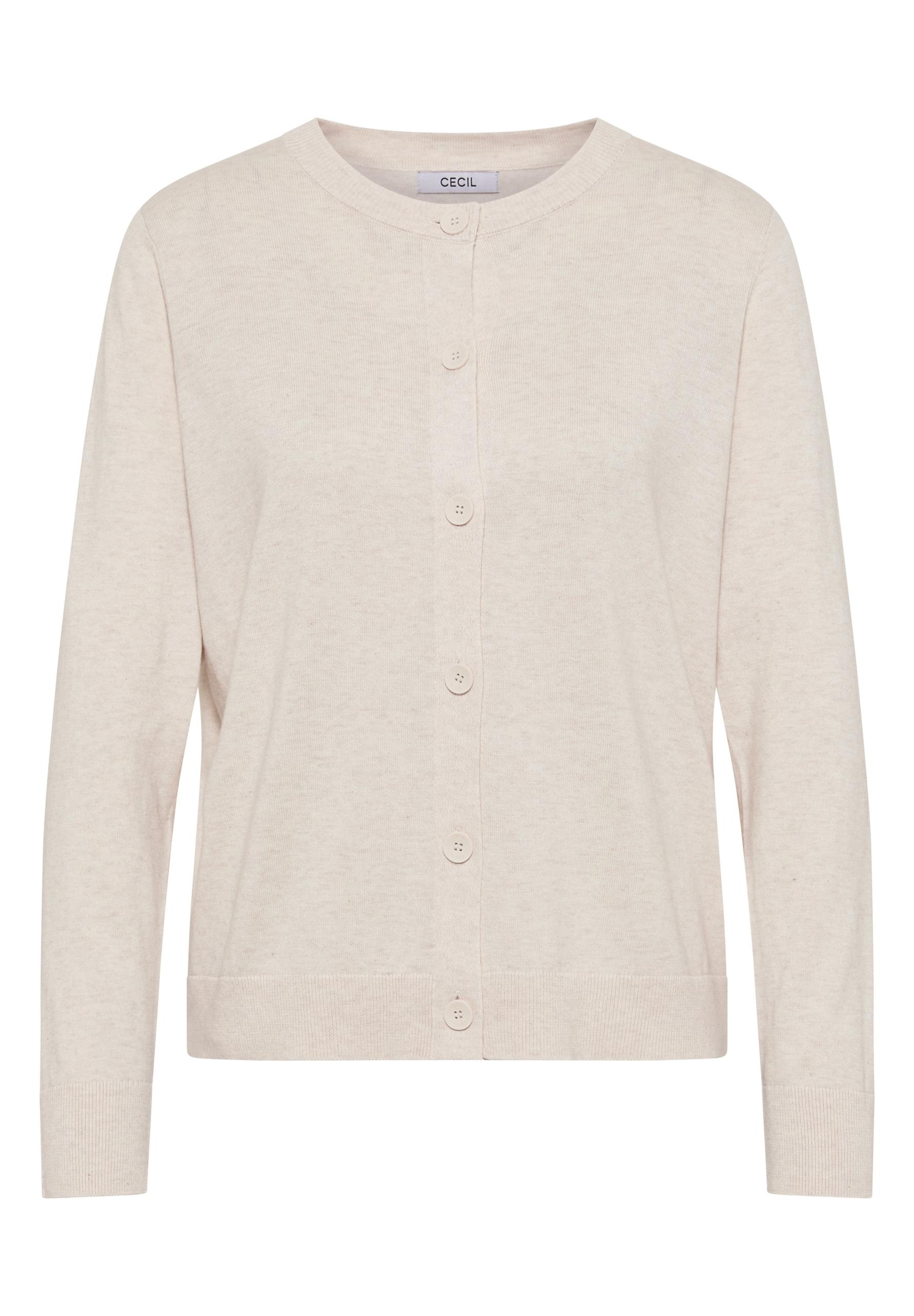 Strickjacke mit Knopfleiste L - Oat Milk Beige Melange