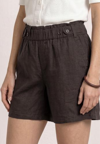 Shorts aus Leinen mit Paperbag-Bund