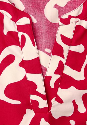 Kurzarm Bluse mit floralem Muster 38 - Salsa Red