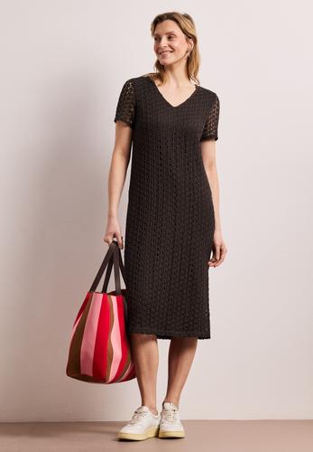 Midi-Kleid aus Spitze in Unifarbe 36 - Espresso Brown