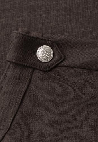 T-Shirt mit Rundhals und Knopfdetails 36 - Espresso Brown